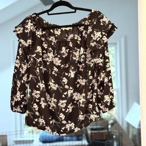 Michael Micheal Kors Womens Botanical Ruffle Top